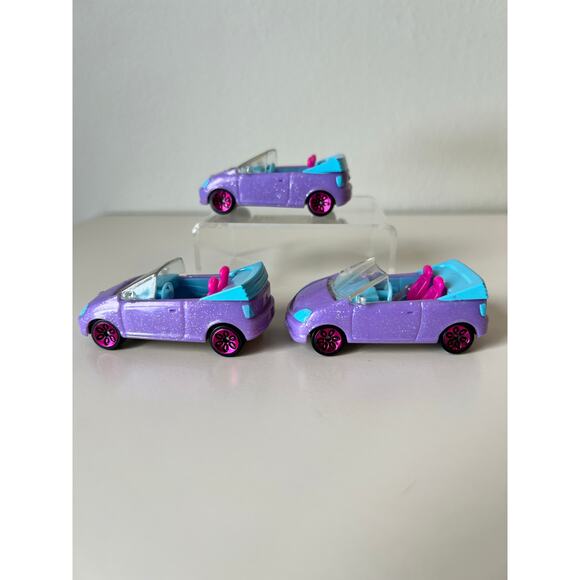 Vintage Polly Pocket 2007 Sparkly Violet Teal Convertible Toy Car Lot of 3 - Picture 3 of 7